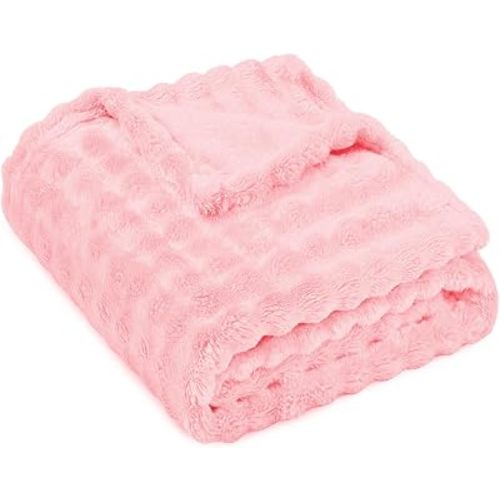 Pink Fleece Baby Blanket, Soft Cozy Baby Blankets for Girls Boys, Cute Fuzzy Throws Infant Newborn Receiving Blankets for Toddler Bedding Crib Stroller, 40" x 50"