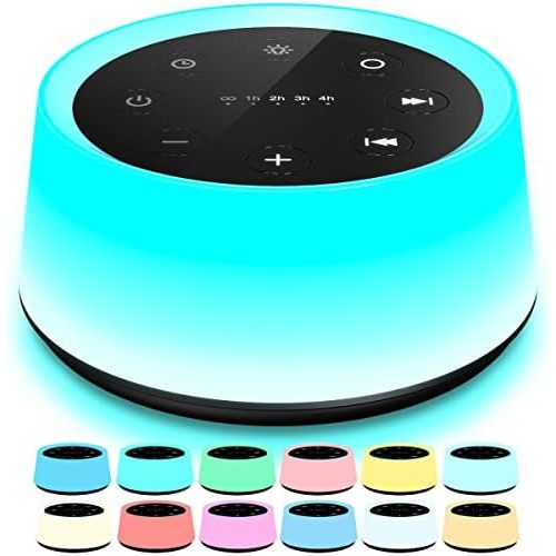 ColorsNoise Sound Machine and White Noise Machine with 30 Soothing Sounds 12 Colors for Kids Adult Baby Night Light with Memory Function for Home Office (T-Black)