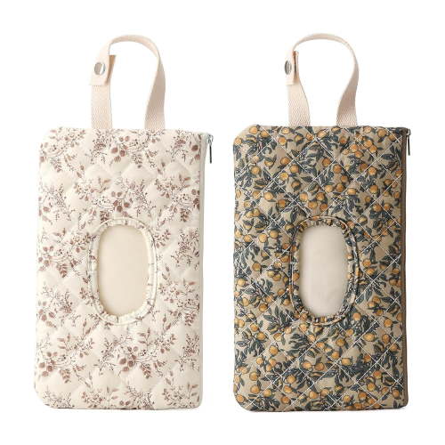 Quilted Wipe Holder Floral Diaper Pouch Portable Quilted Wipes Bag for Car, Stroller