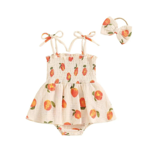 Peachy Keen Onesie Dress & Bow – The Ollie Bee