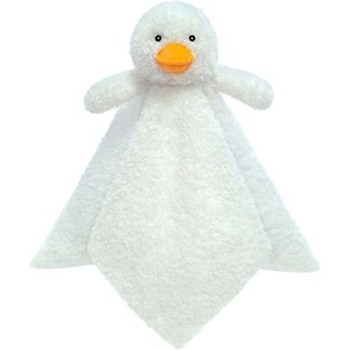 Baby White Duck Soft Stuffed Animal Security Blanket, Plush Duck Character Lovey Blanket, Baby Shower/Nursery Gift, Newborn Infant Toddler Snuggle Blankie for Boys Girls, 14 Inches