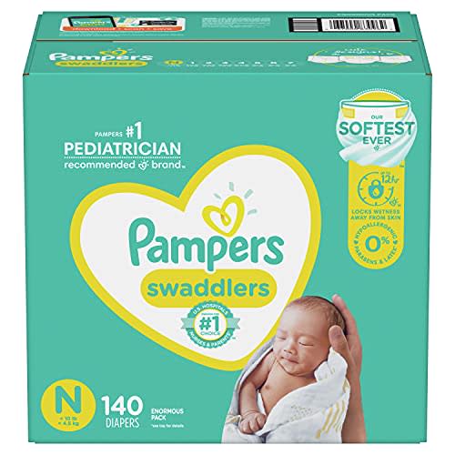 Diapers Newborn/Size 0 (< 10 lb), 140 Count - Pampers Swaddlers Disposable Baby Diapers, Enormous Pack (Packaging May Vary)