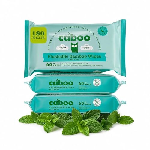 Caboo Tree Free Flushable Wipes, Certified Flushable, Septic Safe, Biodegradable, Chemical Free, Unscented Wipes for Adults made with Renewable Bamboo Based Viscose (Pack of 3, Total of 180)