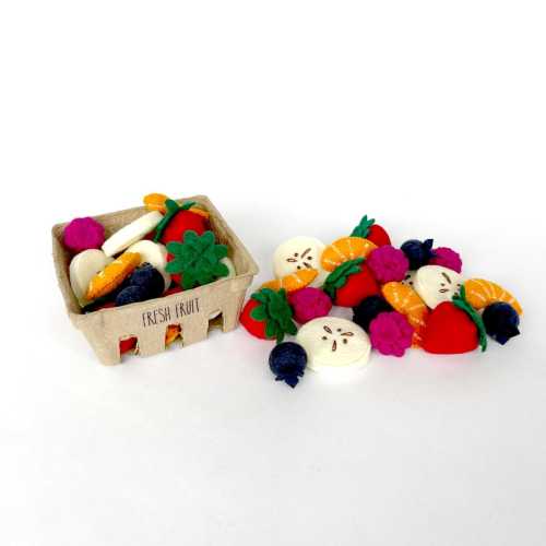 Felt Fruit Set: Handmade Play Food, Berry Basket