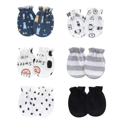 HGIEYS 6 Pairs Baby Mittens No Scratch Mittens Infant Soft Gloves Mittens for 0-6 Months Boys Girls 0-6 Months