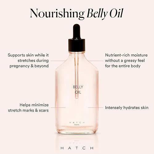 HATCH Belly Oil, Pregnancy & Postpartum Skincare for Stretch Marks, Quick-Drying for Full Body & Soothes Irritation, Plus Vegan, Clean & Plant-Based, 6.7 Fl Oz
