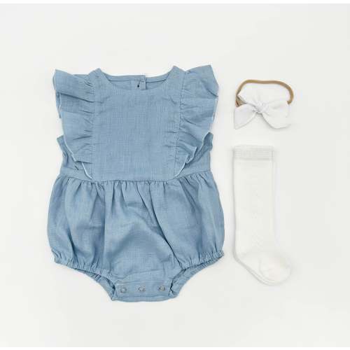 Gabriella Sleeveless Romper 3pc Set – Olive and Cradle