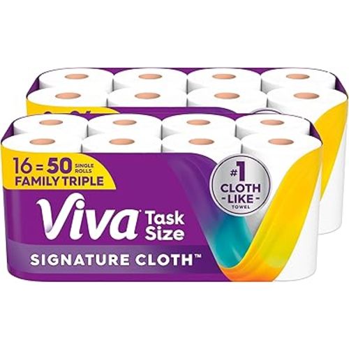Viva Signature Cloth Paper Towels, Task Size, 16 Family Triple Rolls, 141 Sheets per Roll (Packaging May Vary)