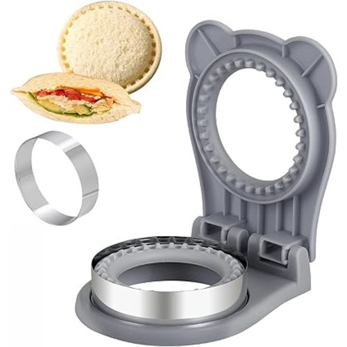 CHICHAUS Uncrustable Sandwich Maker,Sandwiches Pocket Circle Shape 3.7Inch Sandwich Cutter and Sealer,Sandwich Cutter for Kids Breakfast and lunchboxes (grey)