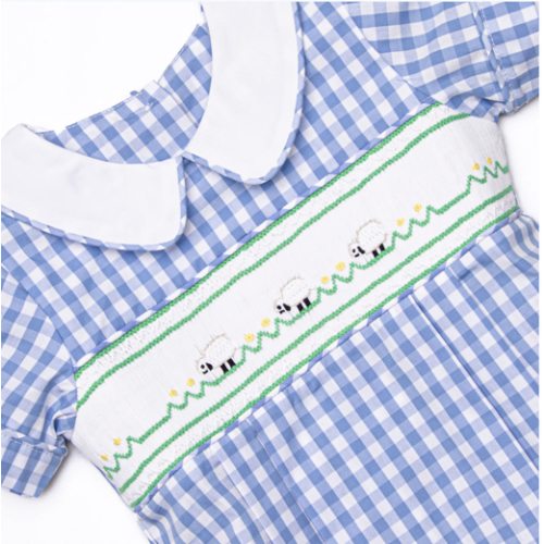 Shepherding Fields Smocked Bubble, Blue – Stitchy Fish