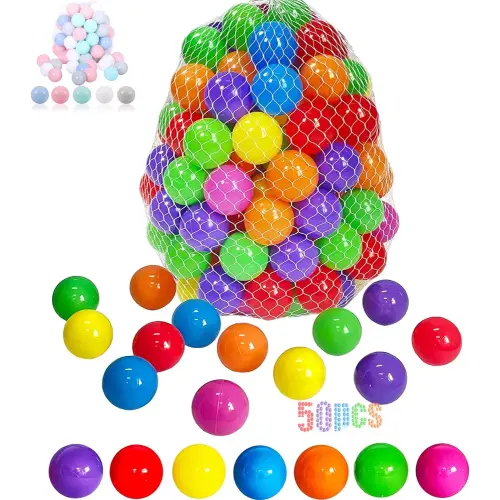LANGXUN Soft Plastic Ball Pit Balls, Plastic Toy Balls for Kids, Ideal Gift for Baby Toddler Birthday Christmas, Ball Pit Play Tent, Baby Kiddie Pool Water Toys, Party Decoration 50pcs/100pcs