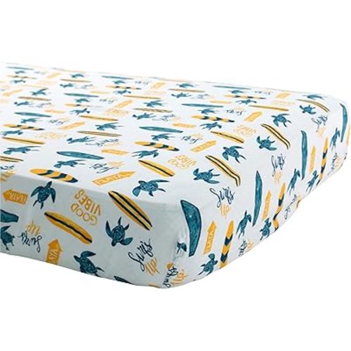 Bebe au Lait Oh So Soft Muslin Crib Sheet, Surf