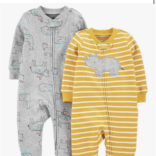Simple Joys by Carter's baby-boys 2-way Zip Thermal Footed Sleep and Play, Pack of 2