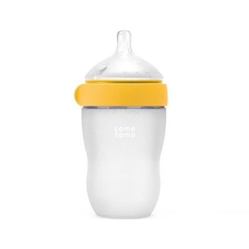 Comotomo Silicone Baby Bottle Gen 2 - Yellow - 8 fl oz: Level 2 Nipple, BPA-Free, 0.33 lbs