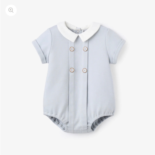 Lt. Blue Double Knit Button Front Bubble BLUE / 3-6M