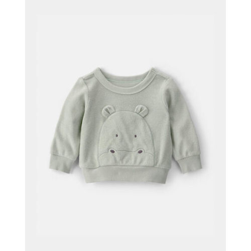 Baby Hippo Terry Pullover Sweatshirt - Green | Carter's