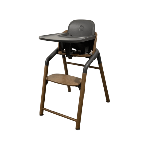 Bugaboo Giraffe High Chair, w/ Grey Baby Set, Warm Wood/Grey