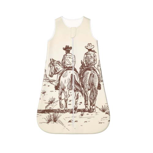 Cauagu Cowboys Riding Horses for Infant Wearable Blanket,Unisex, Girl, Boy Swaddle Transition Sack - Newborn Essentials Sleep Clothes-Medium