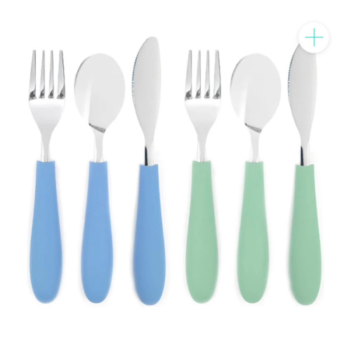 Kids Stainless Steel Spoon + Fork + Knife with Silicone Handle (4 years+) | 6 pieces