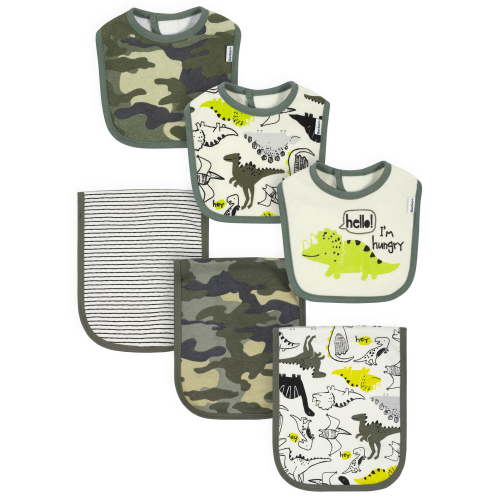 Gerber Baby Boy Bibs & Burp Cloth Bundle, 6-Piece, One Size