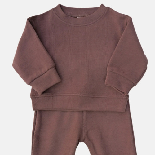Kids Ribbed Cotton Sweater Chocolate – Soft, Everyday Basic | Oori Noa