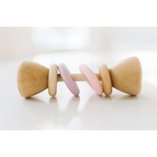 Montessori Baby Rattle in Rose Petal + Lavender