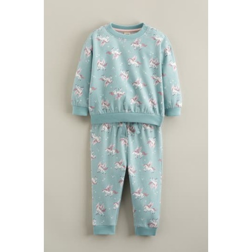 Print Fleece Sweatshirt & Joggers Set
