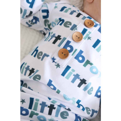 Little Brother Newborn Baby Knot Gown & Hat Set | Caden Lane