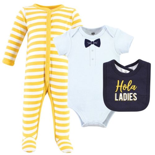 Hudson Baby Infant Boy Cotton Sleep and Play, Bodysuit and Bandana Bib Set, Hola Ladies, Newborn