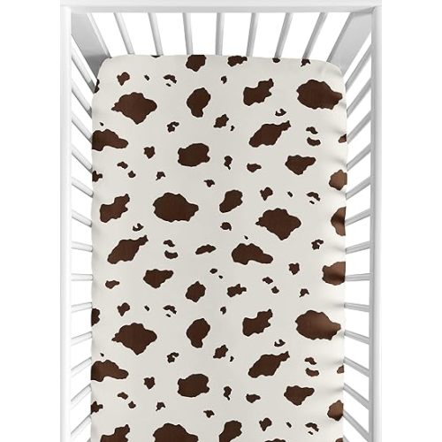 Sweet Jojo Designs Cow Print Girl Boy Gender Neutral Unisex Baby Fitted Crib Sheet Infant Newborn Nursery Toddler Bed Room Standard Mattress Brown Vintage Animal Print for Western Cowgirl Southwest