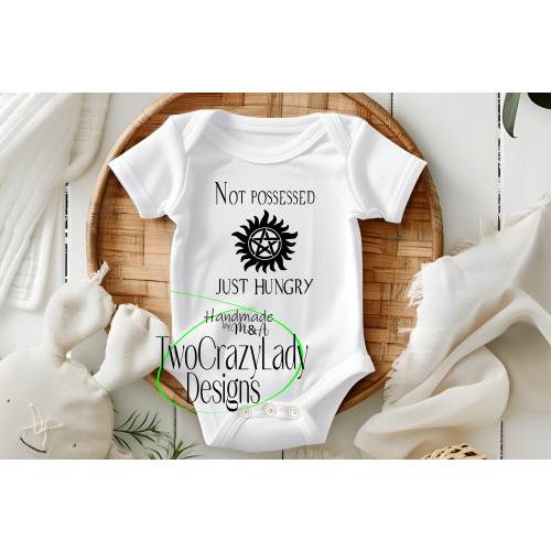 Baby SPN just hungry Onesie Bodysuit Baby shower gift demon hunter