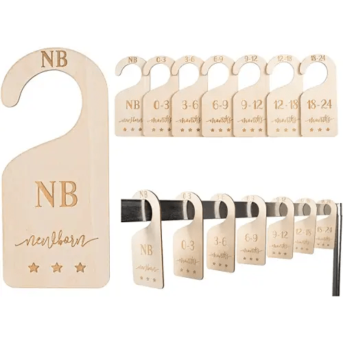 Beautiful Baby Closet Dividers - Baby Clothes Organizer Double-Sided Gender Neutral - Nursery Decor Neutral Premium Birch Wood - Nursery Storage & Organization Boho Closet Dividers from NB to 24 M