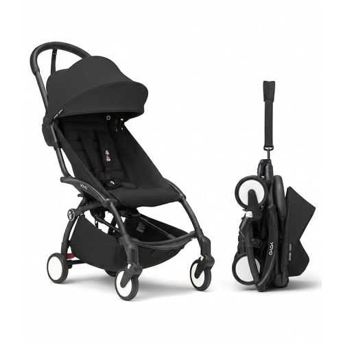 Stokke YOYO3 Stroller from 6 Months - Includes Black Frame, Seat Cushion & Canopy - Folds in & Out in a Flash - Light & Compact - Carry-On Compatible