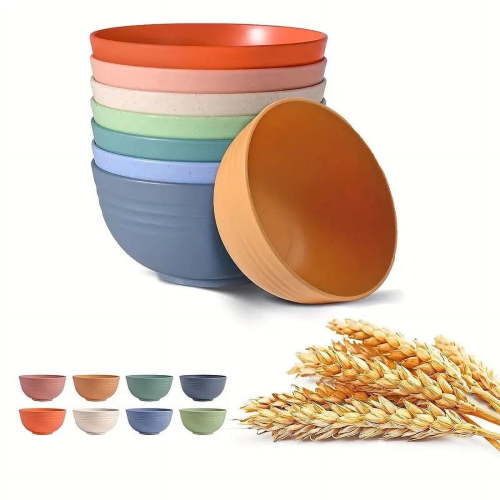 Loobuu Unbreakable Wheat Straw Cereal Bowls - Microwave & Dishwasher Safe Soup and Salad Bowls, Set of 8, 26oz, BPA Free, Multicolor