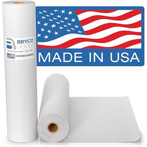 White Kraft Butcher Paper Roll - 18'' x 150' - Versatile & Durable - Ideal for Packaging, Grilling, Smoking Meat and BBQ - Unwaxed & Uncoated Butcher Paper for Sublimation - Made in USA