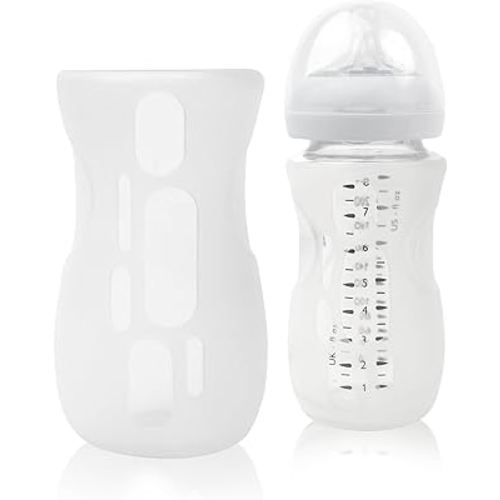 Olababy Silicone Sleeve for Avent Natural Glass Baby Bottles (8 oz, Translucent)