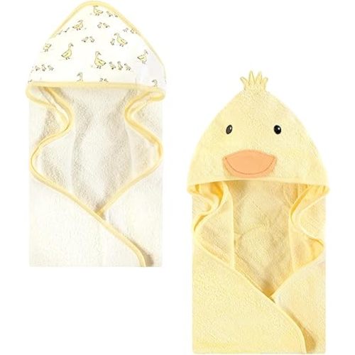 Hudson Baby Unisex Baby Cotton Animal Face Hooded Towel, Yellow Duck, One Size