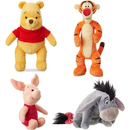 Disney Store Original Winnie The Pooh Mini Bean Plush Doll Set - Tigger, Eeyore, Piglet and Pooh