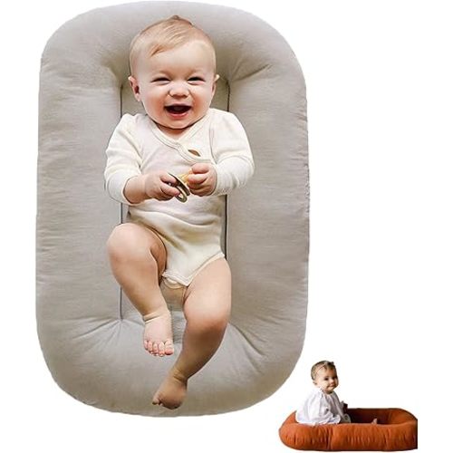 Coussin de chaise longue pour bébé de 0 à 24 mois – Housse de chaise longue super douce et respirante pour nouveau-né (abricot)