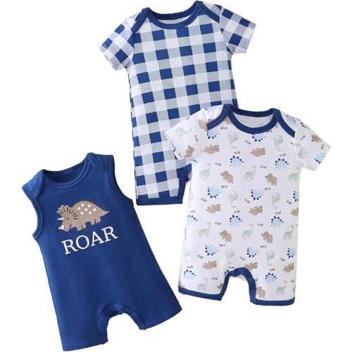Baby Boy Rompers Short Sleeve Cotton Toddler Rompers Graphic Print Baby Clothes One-Piece Outfit