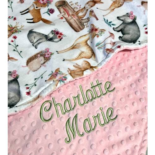 Sweet Darlings, Forest Friends Minky baby blanket and you choose minky side, Fawn Blanket ,Newborn baby blanket, Baby shower gift