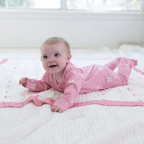 Cotton Muslin Baby Quilt - Pretty in Bows