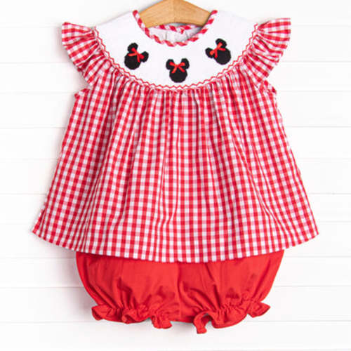 Clubhouse Mouse Smocked Bloomer Set, Red – Stitchy Fish