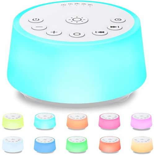 Color Noise Sound Machines with 10 Colors Night Light 25 Soothing Sounds and Sleep White Noise Machine 32 Volume Levels 5 Timers Adjustable Brightness Memory Function for Adults Kids Baby