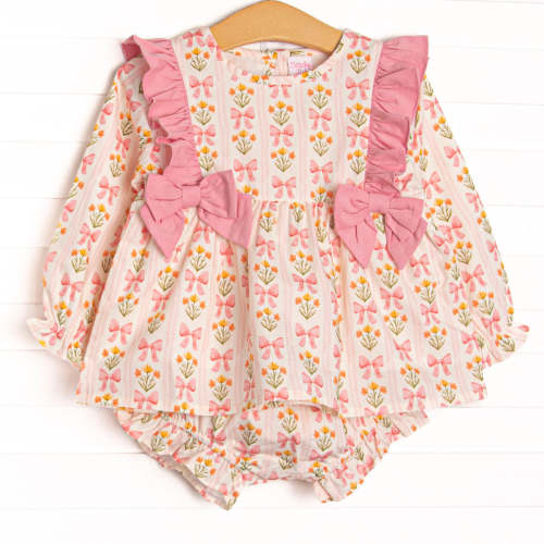 Bow Bouquets Side Tie Diaper Set, Pink – Stitchy Fish