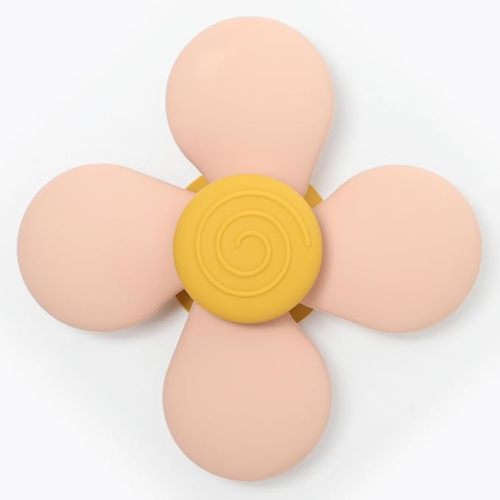 Suction Spinner Toy | Toddler Silicone Sensory Spinner Toy for Travel Play & Bath Toy (Blush (Pinwheel))