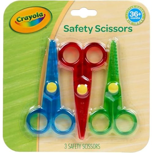 Crayola Toddler Safety Scissors (3pk), Blunt Tip Training Scissors for Preschool Learning Activities, Right & Left Handed, Toddler Arts & Crafts Essentials