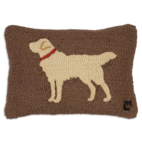 Golden Retriever on Brown - Hooked Wool Pillow