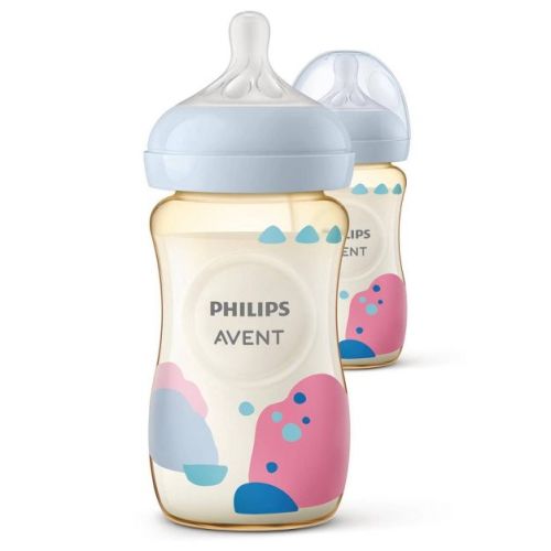 Philips Avent PPSU Natural Baby Bottles with Medium Flow Nipples - Flow 3 - 9oz/2pk