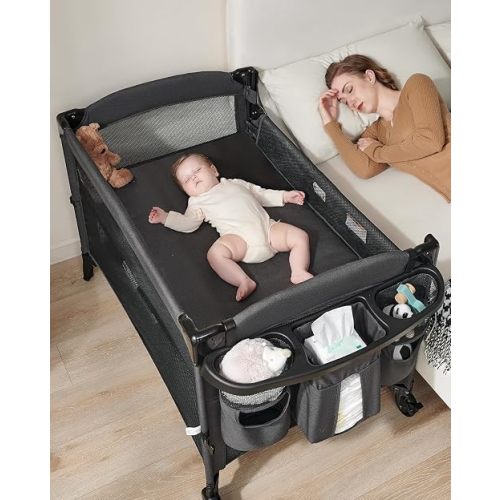 AirClub 4-in-1 Baby Bassinet, Bedside Sleeper, Playard, Changing Table